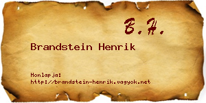 Brandstein Henrik névjegykártya